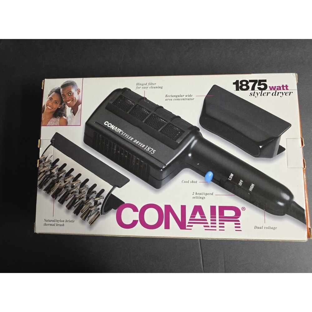 Conair 1875 Watt 3-in-1 Hair Styler Dryer SD4B  W/attachments New